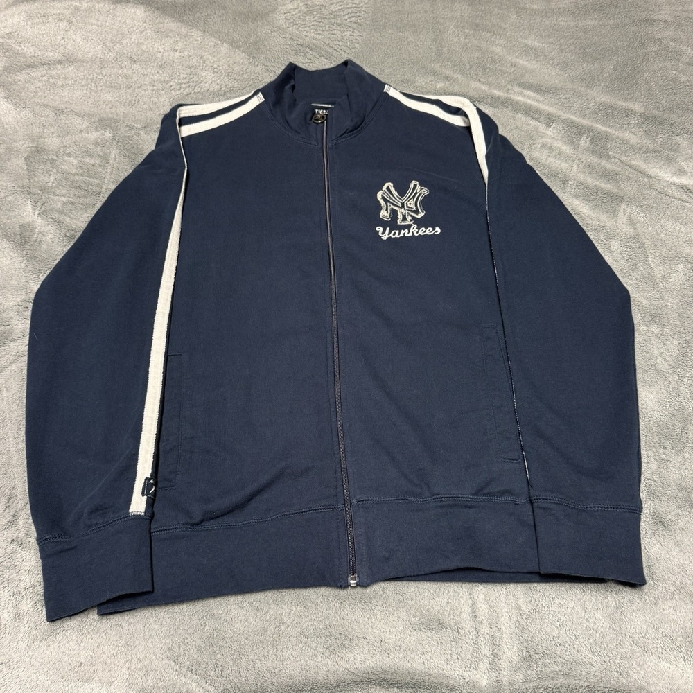 New York Yankees Men's Medium Navy Blue Full Zip Jacket Sweatshirt Antigua